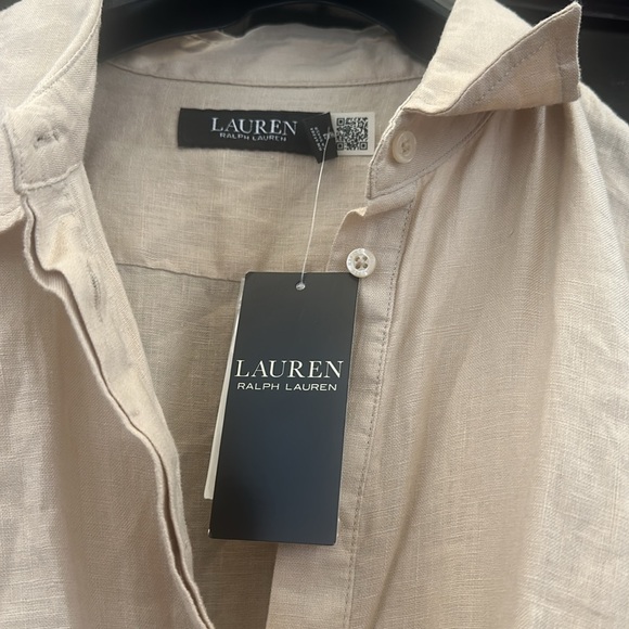 Ralph Lauren Beige Tie-Front Midi Dress - Picture 4 of 12